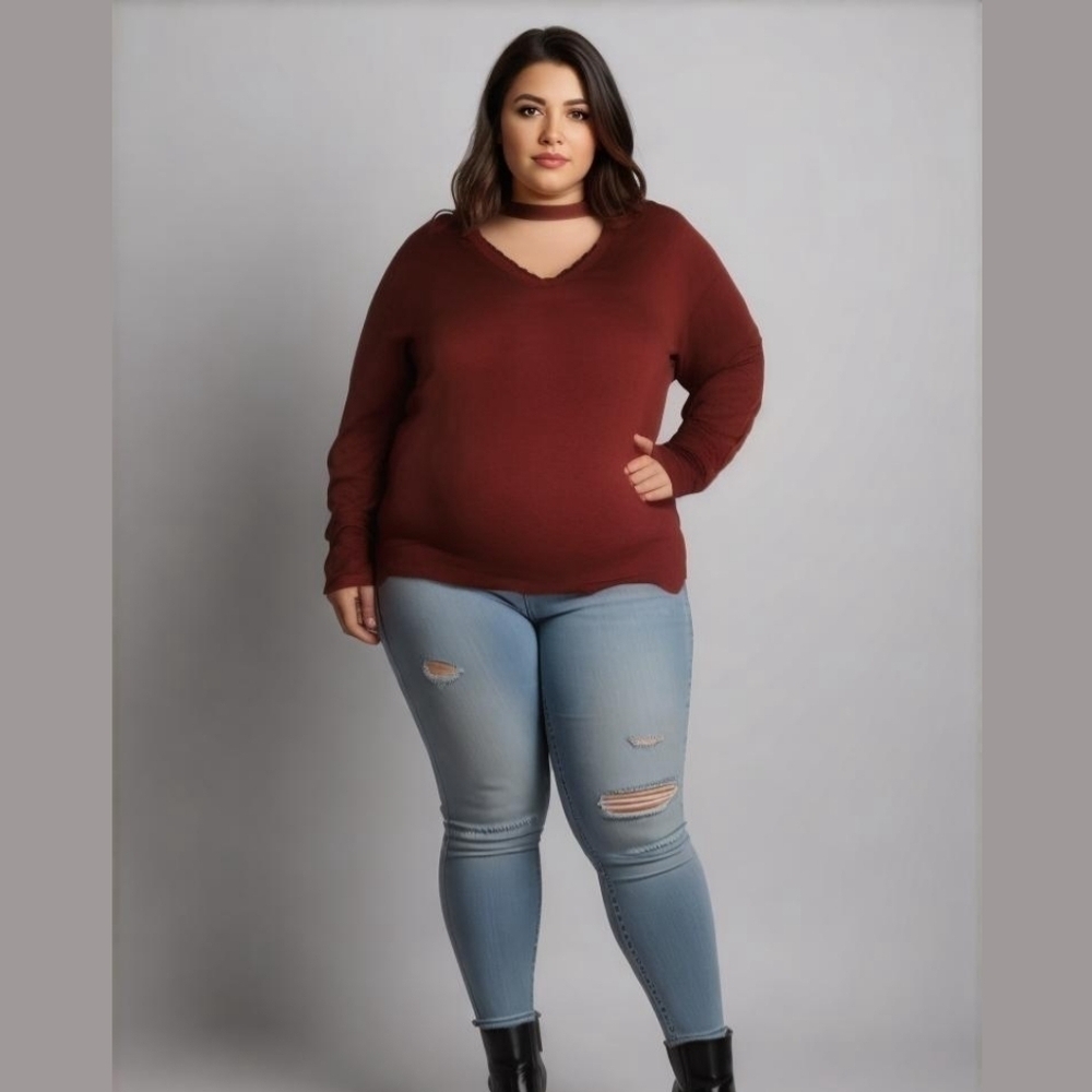 Torrid 3/4 length sweater, red and black, size 1X (Torrid 3)